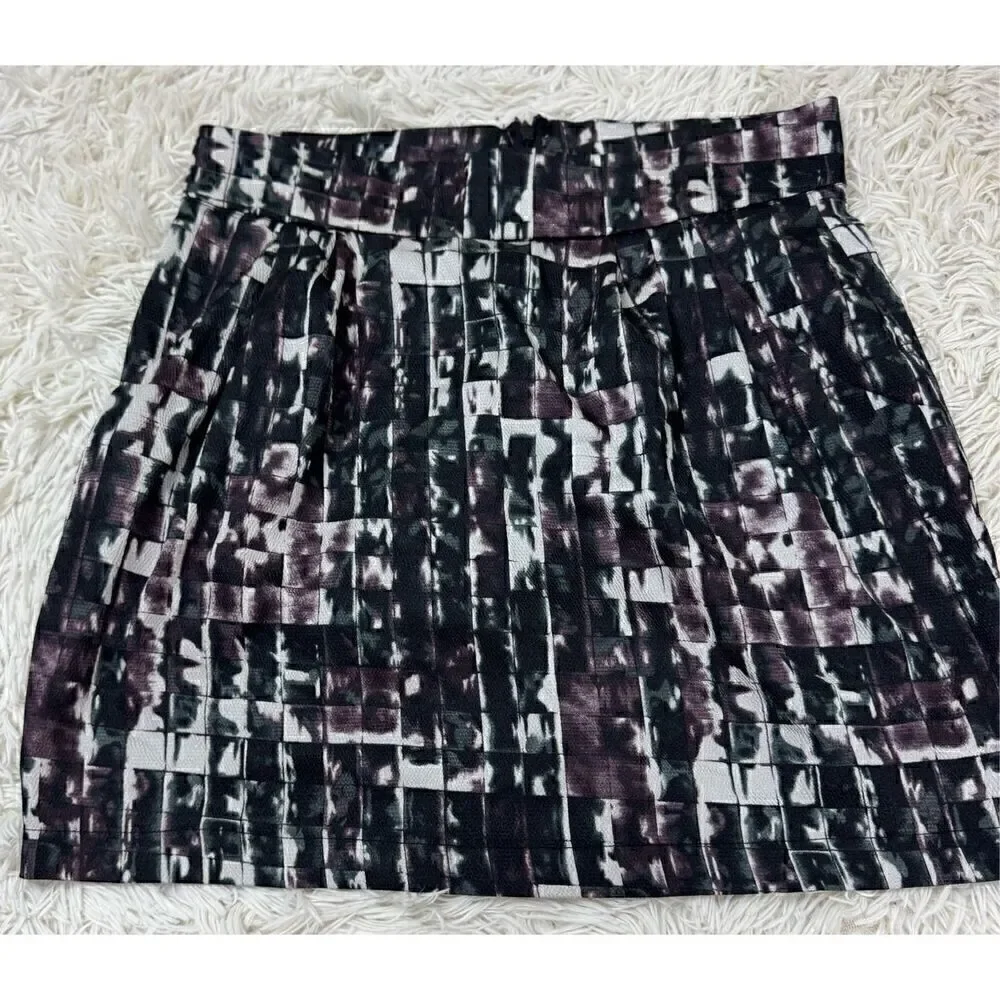 Adorable Black, Maroon, White & Gray Mini Skirt by KatWalk size Small